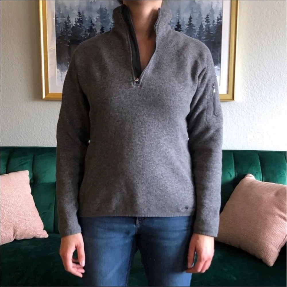 Eddie Bauer Gray 1/4 Zip V-Neck Fleece Jacket